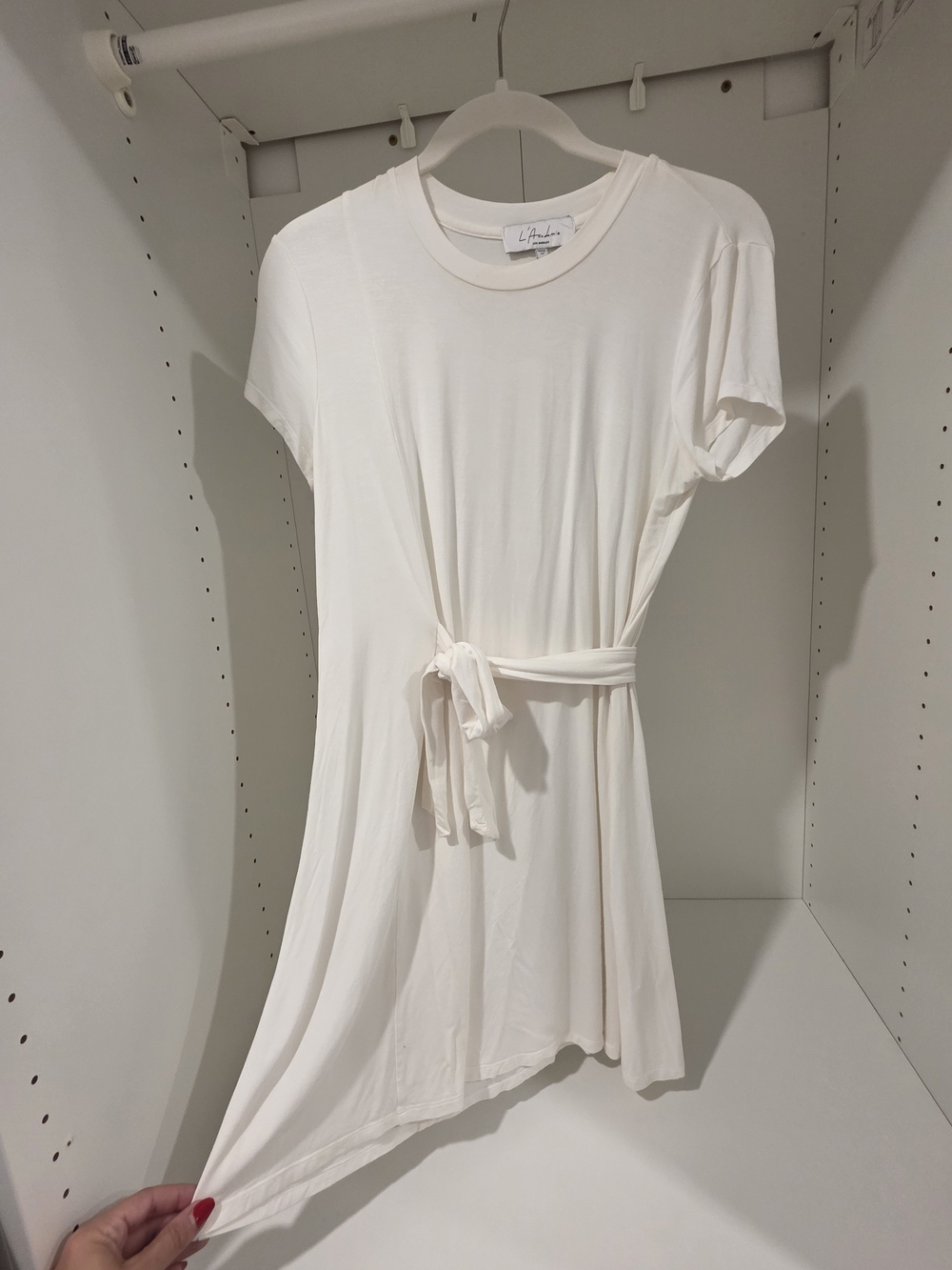 L'Academie Cream Tie-Waist Short Sleeve Tunic Dress